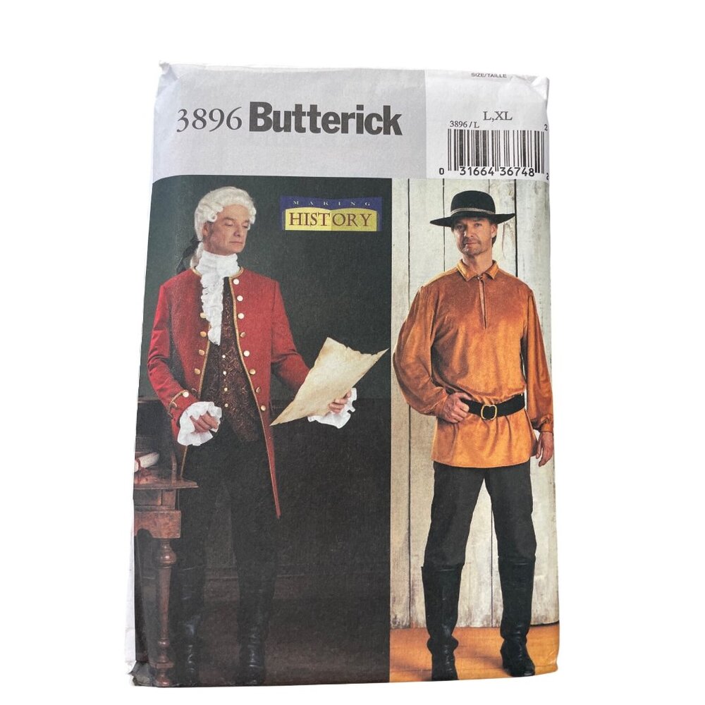 Butterick 3896 Costume Sewing Pattern Size L-XL Coat Shirt Colonial Frontier CUT